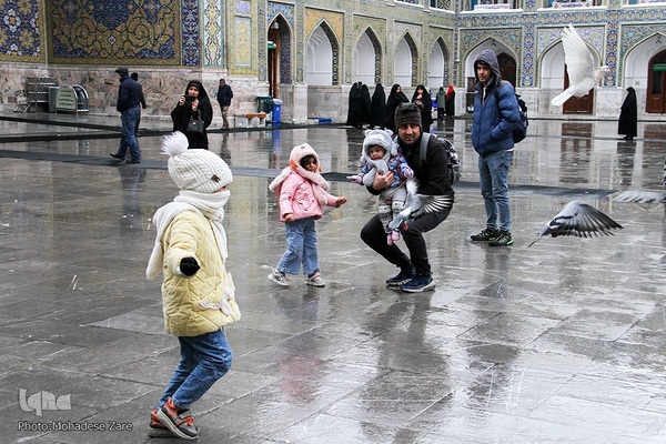 بارش برف در حرم امام رضا (ع)