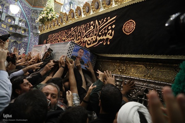 مراسم وداع با پیکر شهید «عباس نیل‌فروشان» در حرم حضرت معصومه