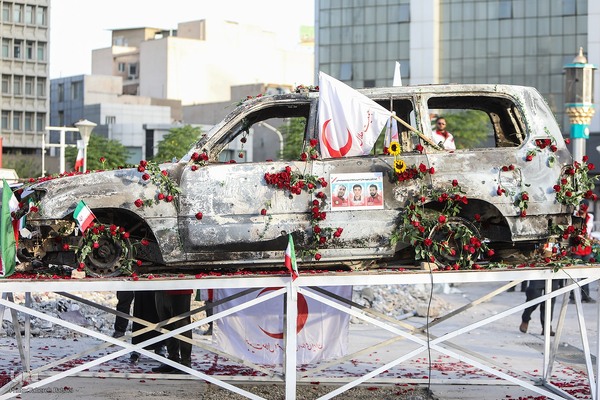 گلباران آمبولانس هدف‌قرارگرفته شده توسط رژیم صهیونیستی در میدان هفت‌تیر