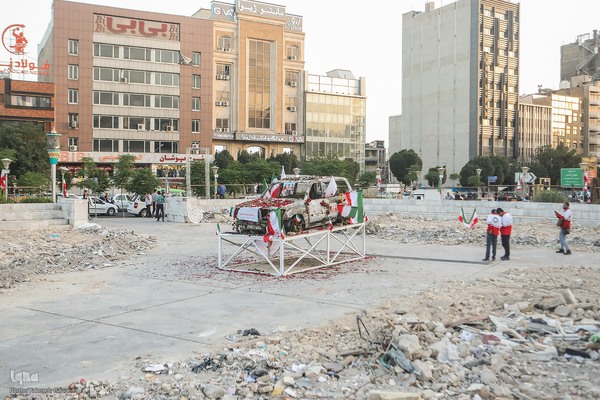 گلباران آمبولانس هدف‌قرارگرفته شده توسط رژیم صهیونیستی در میدان هفت‌تیر