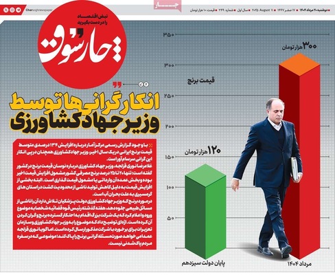 صفحه نخست روزنامه‌های دوشنبه ۲۰ مرداد ۱۴۰۴