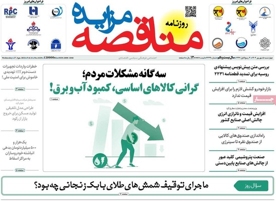 صفحه نخست روزنامه‌های چهارشنبه ۵ شهریور ۱۴۰۴