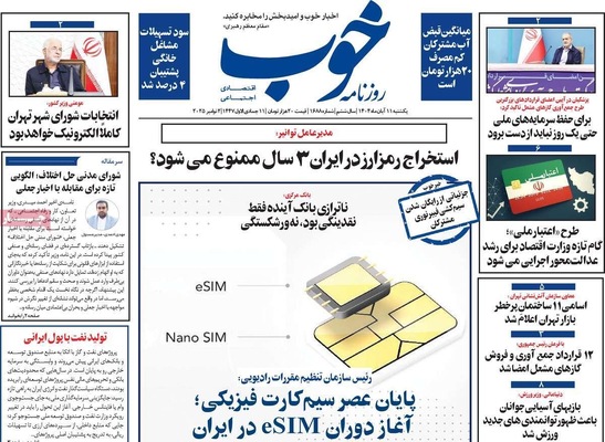 صفحه نخست روزنامه‌های ‌یکشنبه ۱۱ آبان ۱۴۰۴
