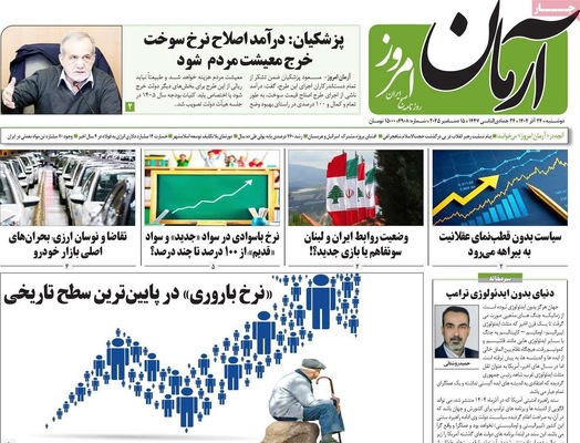 صفحه نخست روزنامه‌های دوشنبه ۲۴ آذر ۱۴۰۴
