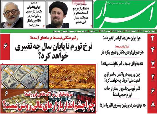 صفحات نخست روزنامه‌های شنبه ۱۸ بهمن ۱۴۰۴