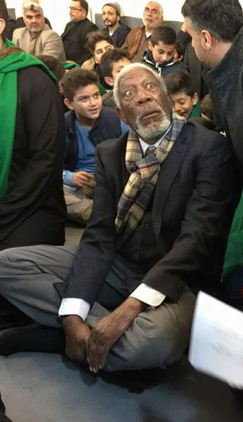Morgan Freeman aux c&eacute;r&eacute;monies de deuil de l'imam Hussein (as)