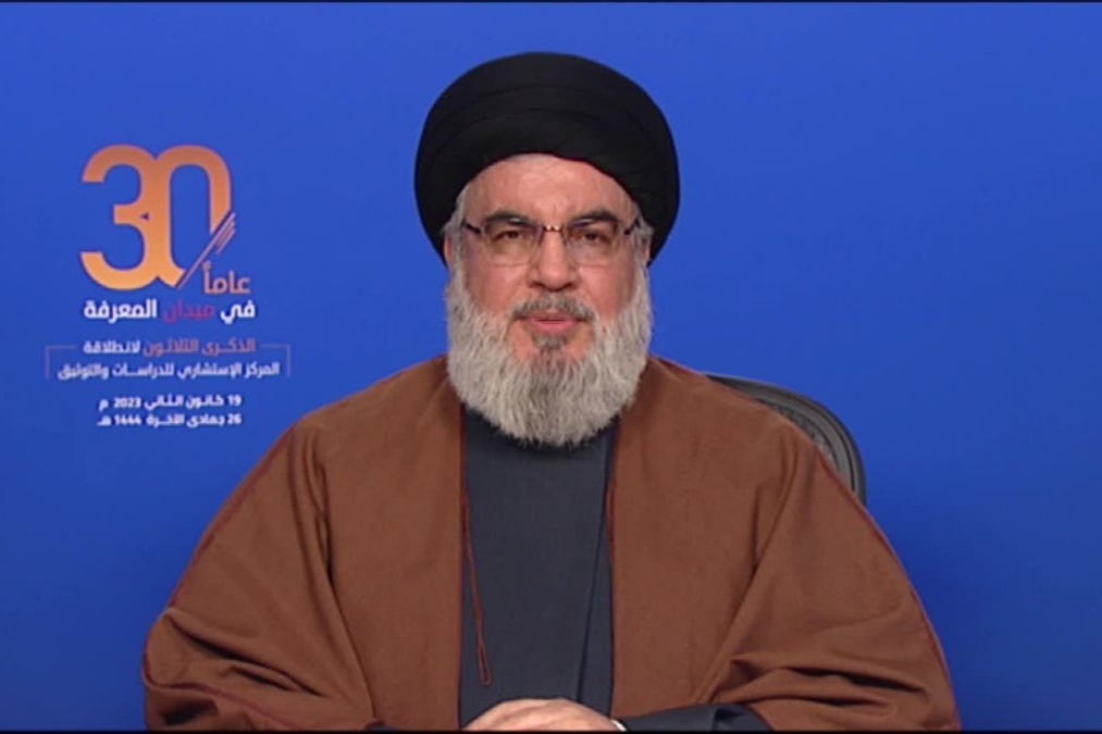 Le secrétaire général du mouvement de résistance du Hezbollah au Liban, Sayyed Hassan Nasrallah