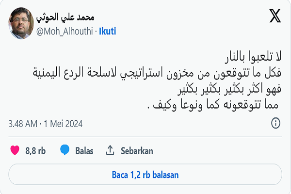 Moh Houthi ke AS: Jangan Main Api! Persenjataan Yaman Lebih dari yang Kalian Bayangkan