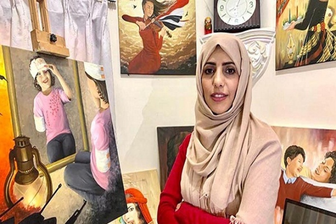 Yemenli sanatçı tablolarını açık artırmaya çıkardı