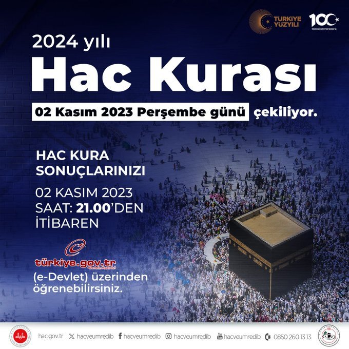 Hac kuraları 2 Kasım'da çekilecek