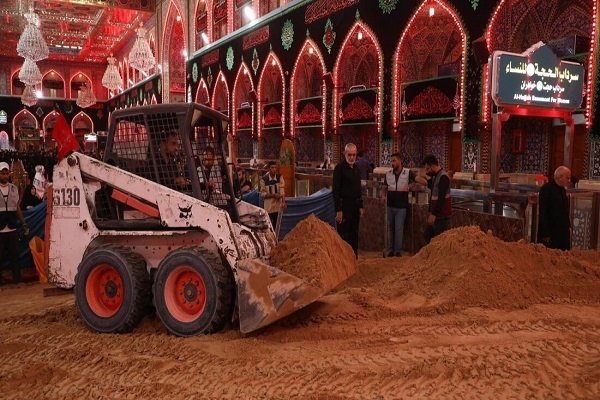 طویریج کی عزاداری کے لیے روضہ امام حسین علیہ السلام کی تیاری + تصویر