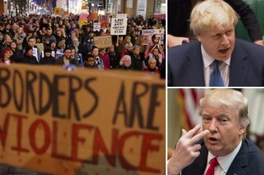 英国民众举行示威活动抗议特朗普的移民政策