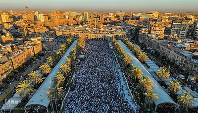 مراسم نماز عید قربان در جوار حرم امام حسین و برادرش عباس (ع)