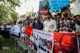 تجمع اعتراض آمیز دانشجویان به کشتار مسلمانان میانمار