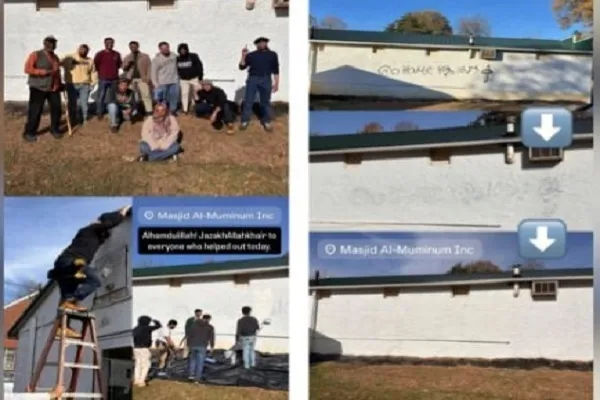 Comunidade se Une com Pinceladas de Solidariedade Após Vandalismo em Mesquita na Carolina do Norte