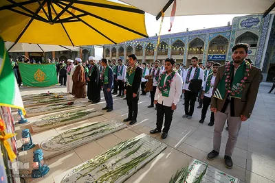 استقبال از حافظان قرآن و ادای احترام به شهدای حرم شاهچراغ(ع)‎‎