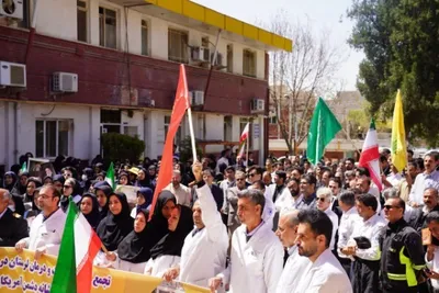 اجتماع کادر بهداشت و درمان لرستان در اعلام انزجار از حملات آمریکا و اسرائیل به مراکز درمانی کشور
