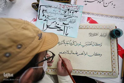 بداهه نگاری مشق سلیمانی در حرم مطهر شاهچراغ(ع) شیراز