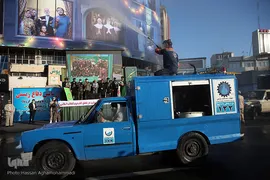 رزمایش پدافند زیستی بسیج ادارات و وزارت خانه های سپاه محمدرسول الله تهران بزرگ در میدان حضرت ولی عصر(عج)