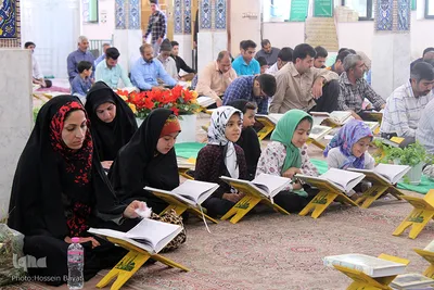 مراسم جزء خوانی قرآن کریم در آستان مقدس امامزادگان باقریه بیرجند