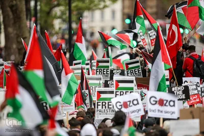 تظاهرات در لندن، بریتانیا برای اعلام همبستگی با مردم مظلوم فلسطین
