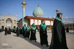 استقبال از حافظان قرآن و ادای احترام به شهدای حرم شاهچراغ(ع)‎‎