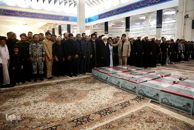 ⁨تشییع 7 شهید گمنام دفاع مقدس در سالروز شهادت امام جعفر صادق(ع)⁩