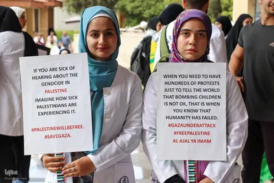 تجمع پرشور دانشگاهیان علوم پزشکی شیراز در محکومیت جنایات رژیم صهیونیستی‎