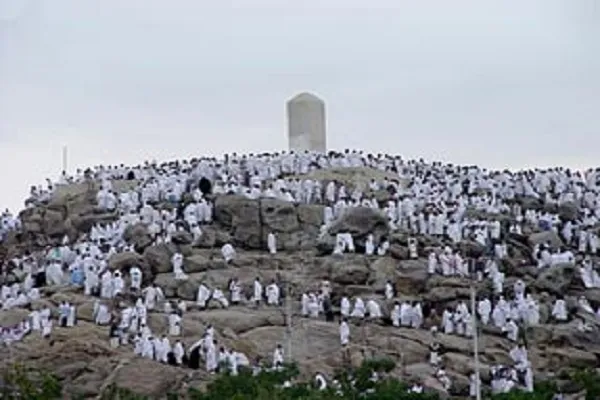 وقوف زائران در صحرای عرفات + عکس