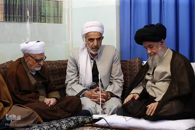 ⁨دیدار علمای اهل سنت کردستان با آیات عظام مکارم شیرازی،علوی گرگانی و جوادی آملی⁩