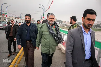 سردار شاهوارپور فرمانده سپاه حضرت ولیعصر(عج) خوزستان در راهپیمایی ۲۲ بهمن در اهواز
