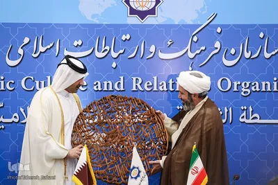 دیدار حجت‌الاسلام والمسلمین محمد‌مهدی ایمانی‌پور، رئیس سازمان فرهنگ و ارتباطات اسلامی با عبدالرحمن بن حمد بن جاسم بن حمد آل ثانی، وزیر فرهنگ قطر