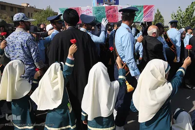 تشییع پیکرهای مطهر دو شهید گمنام دفاع مقدس در شهرک آسمان پایگاه یکم شکاری مهرآباد