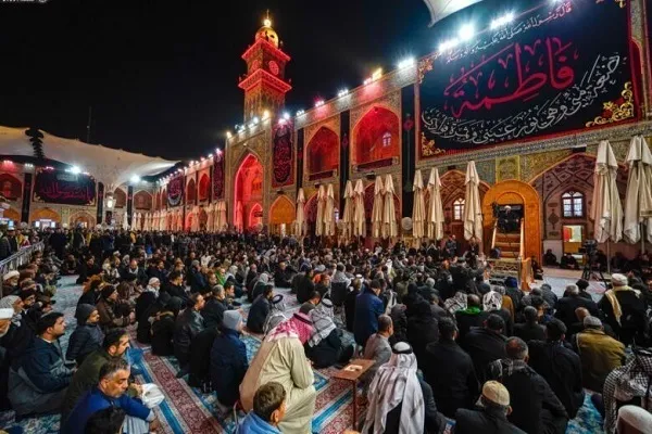 El mausoleo del Imam Alí acoge a los dolientes en el aniversario del martirio de Hazrat Zahra