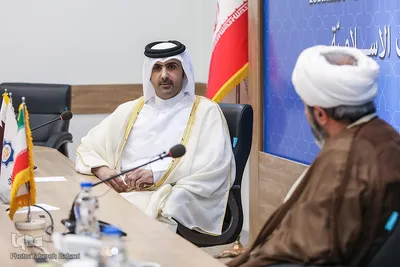 دیدار حجت‌الاسلام والمسلمین محمد‌مهدی ایمانی‌پور، رئیس سازمان فرهنگ و ارتباطات اسلامی با عبدالرحمن بن حمد بن جاسم بن حمد آل ثانی، وزیر فرهنگ قطر