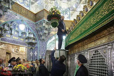 گل آرایی ضریح حضرت معصومه در آستانه سالروز ورود بانوی کرامت