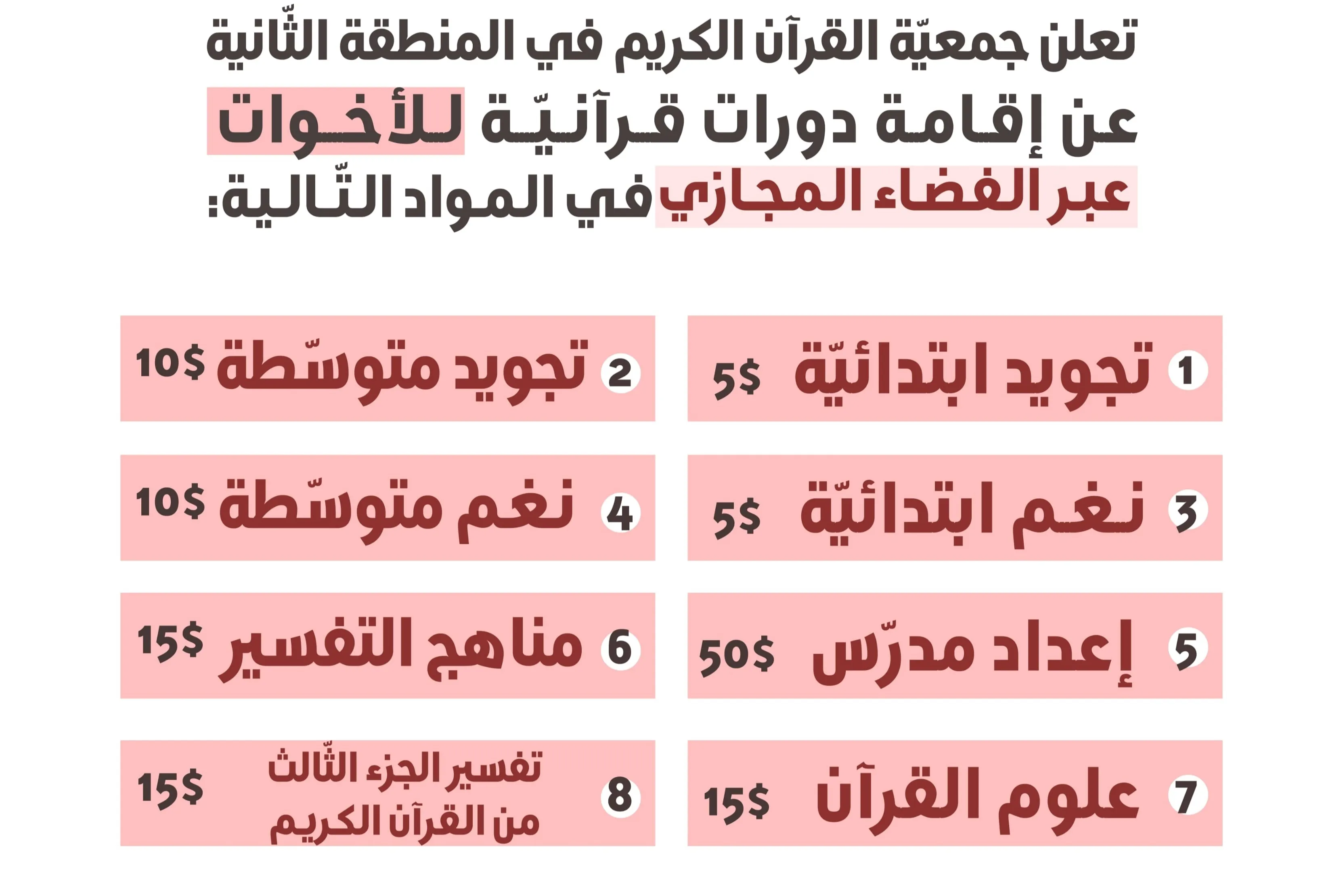 جمعية القرآن اللبنانیة تعلن عن إقامة دورات قرآنيّة مجازية