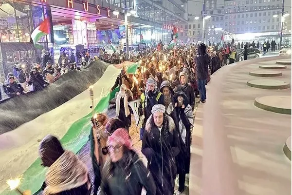 تظاهرات حامیان فلسطین در سوئد در شب سال نو + عکس