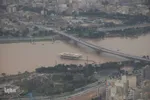 تصاویر هوایی از رودخانه کارون و منطقه سیل‌زده بامدژ