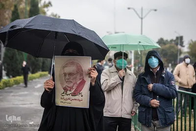 تجمع محکومیت ترور شهید محسن فخری‌زاده مقابل مجلس