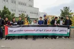 زنجیره انسانی دانش آموزان و کادر درمان تبریز در حمایت از مظلومان غزه‎