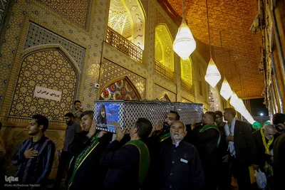 مراسم وداع با پیکر شهید معصومه کرباسی در حرم شاهچراغ