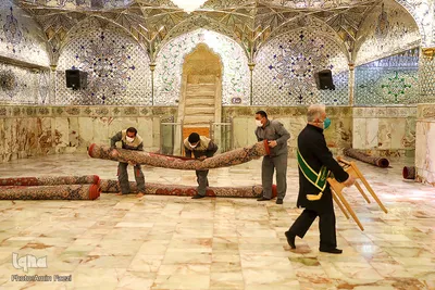 ضدعفونی كردن مستمر ضریح و صحن حرم مطهر شاهچراغ(ع)