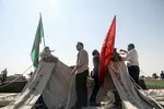 آيين سنتي سياه پوشان و برپايي خيمه عزاداري در آستانه ماه محرم - سمنان
