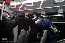 عملیات ضد عفونی کردن ناوگان حمل و نقل عمومی در تهران