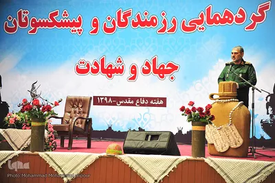 سردار حسن شاهوارپور، فرمانده سپاه حضرت ولی‌عصر(عج) استان خوزستان در گردهمایی رزمندگان و پیشکسوتان جهاد و شهادت