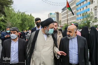 حجت الاسلام علیرضا ادیانی، رئیس سازمان عقیدتی سیاسی انتظامی جمهوری اسلامی ایران در راهپیمایی روز قدس