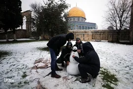 بارش کم سابقه برف در بیت المقدس