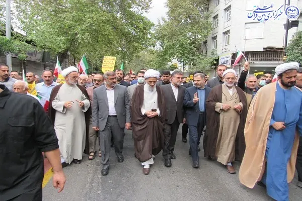 راهپیمایی مردم ساری علیه حمله تروریستی عوامل استکبار در شیراز و آمل