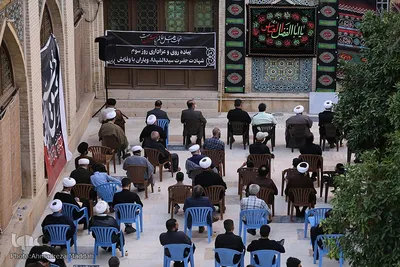 دسته عزاداری طلاب و روحانيون شیرازی در سومين روز شهادت امام حسین(ع)